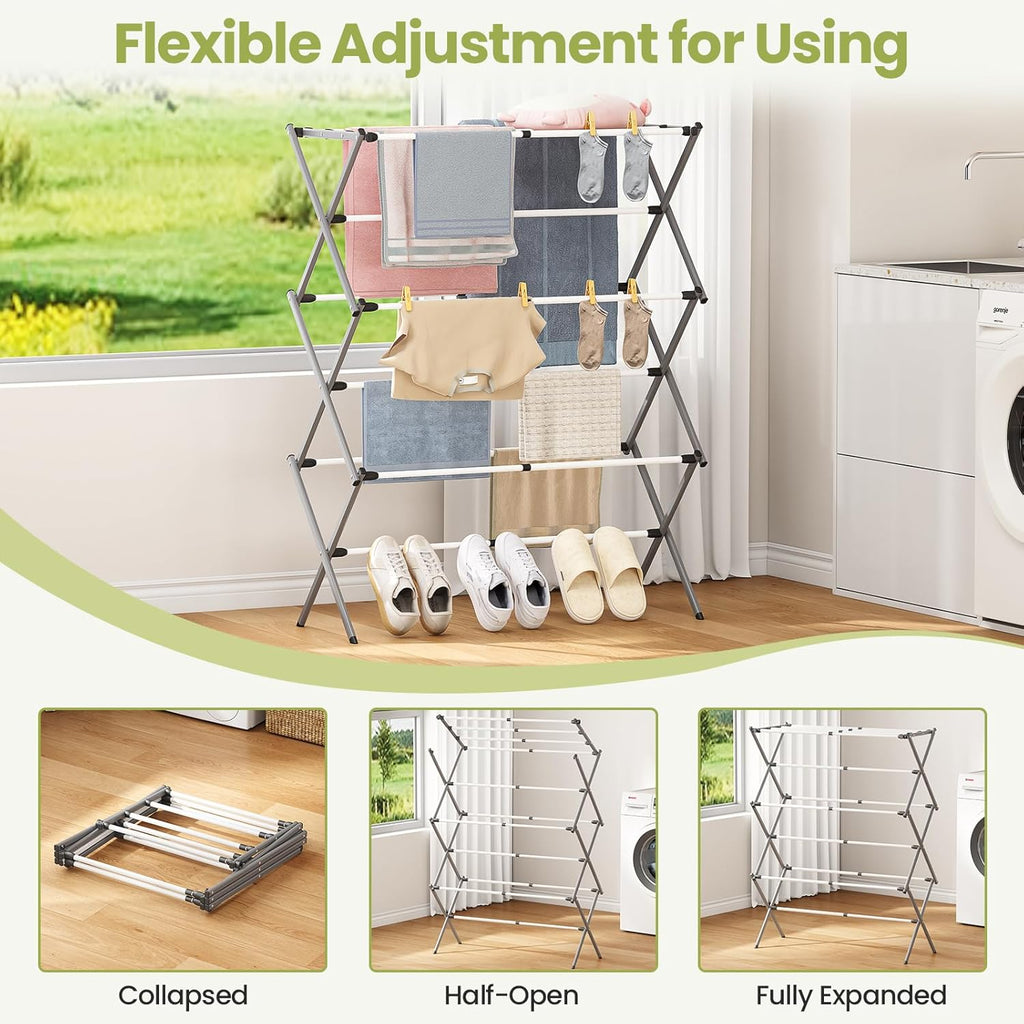 APEXCHASER Oversized Clothes Drying Rack, 45.28" H × 14.57" D
