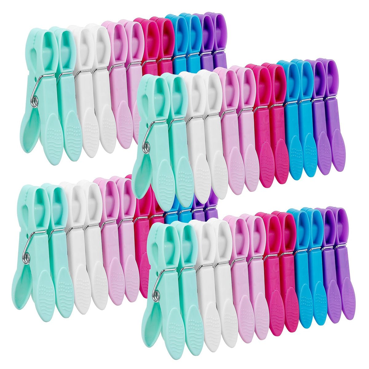 Senbowe 48 Pack Colorful Plastic Clothespins,Heavy Duty Clothes Pins Clips with Springs,Non-Slip Clips for Hanging Clothes,Towels,Crafts,Picture Clips Food Package Clips,Air-Drying Clothing Pin Set