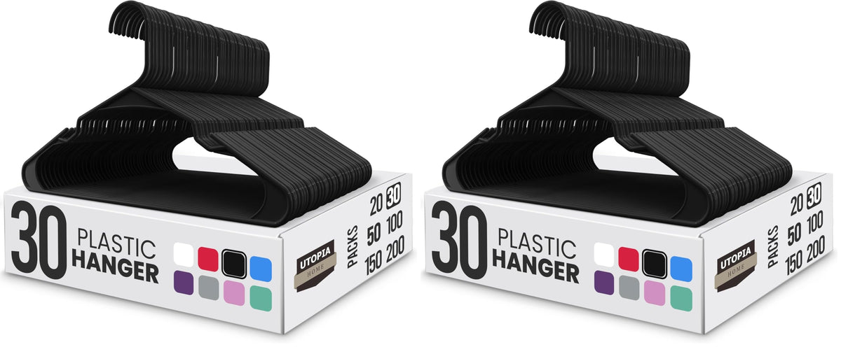 Utopia Home Plastic Hangers 50 Pack – Space Saving Clothes Hanger White