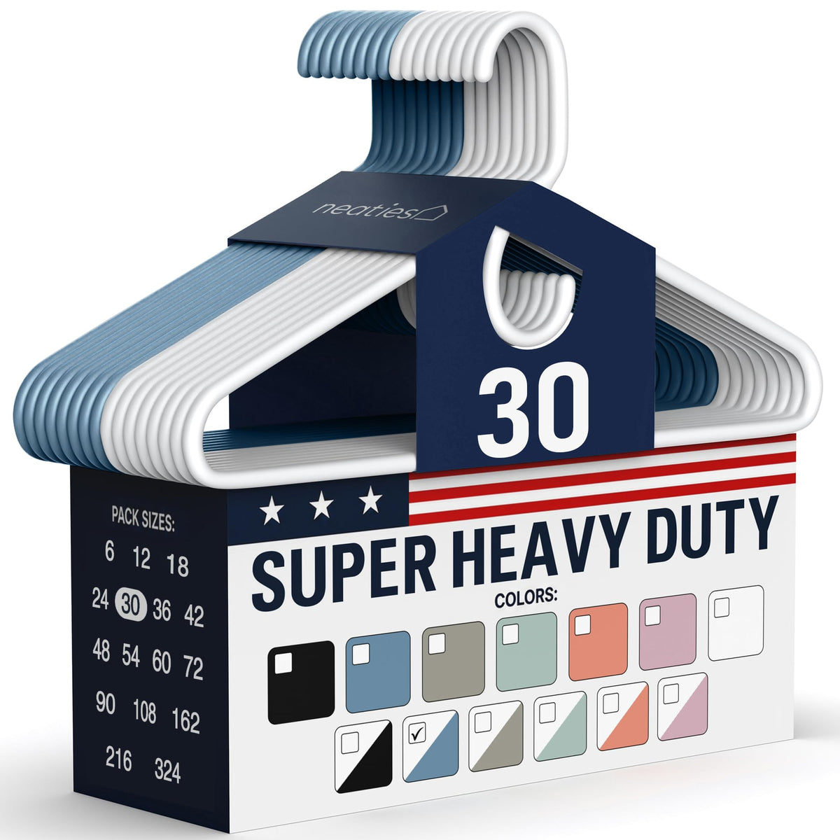 Super Heavy Duty Clothes Hangers 18 Pack – Made in the USA - 10lb Capacity, Thick Plastic Hangers for Pants, Coats, Jackets, Jeans and Adult Clothing – White