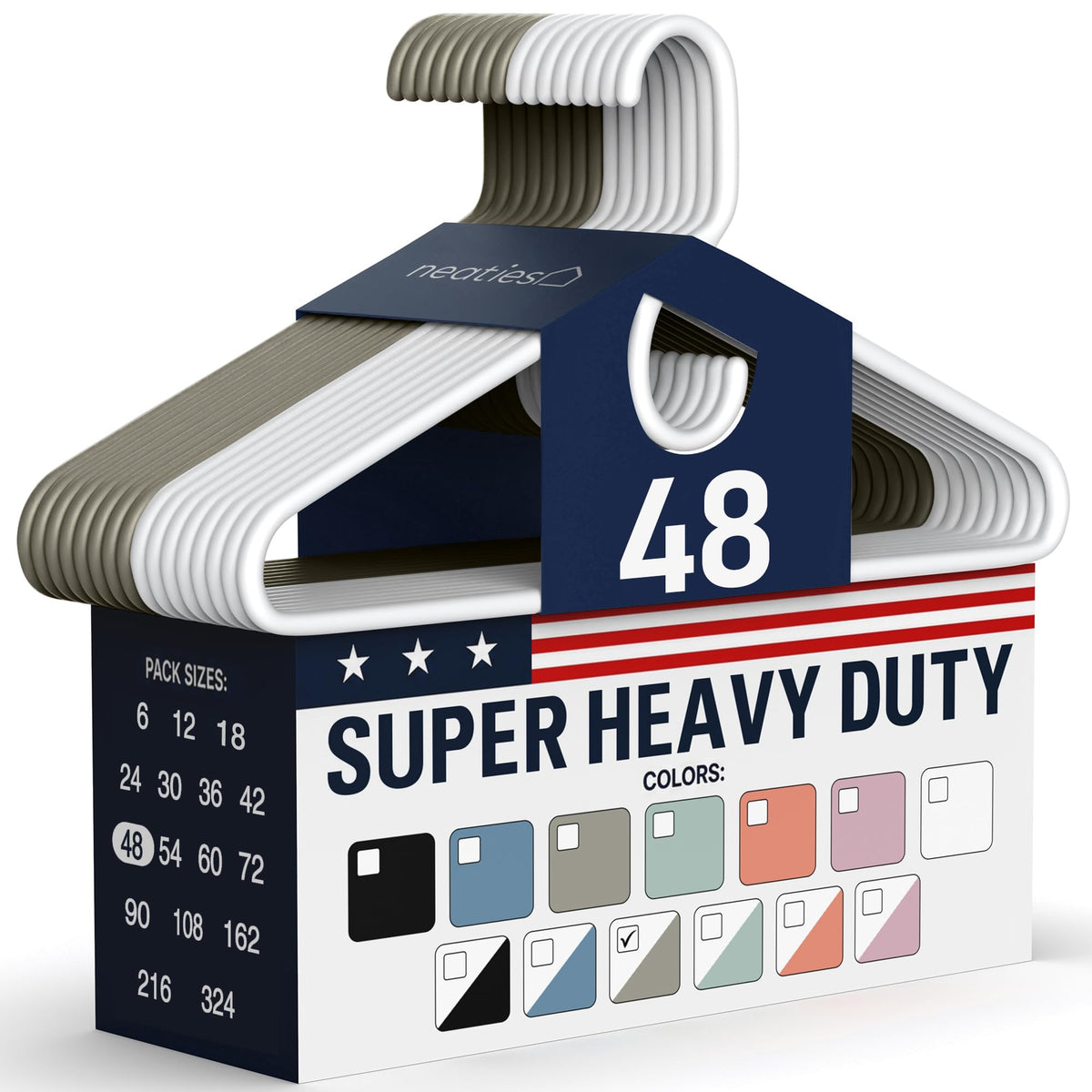 Heavy Duty Clothes Hangers 18 Pack – Made in the USA – 8lb Capacity Plastic Hangers for Adult Clothing – Durable for Pants, Coats, Jackets, or Jeans – White