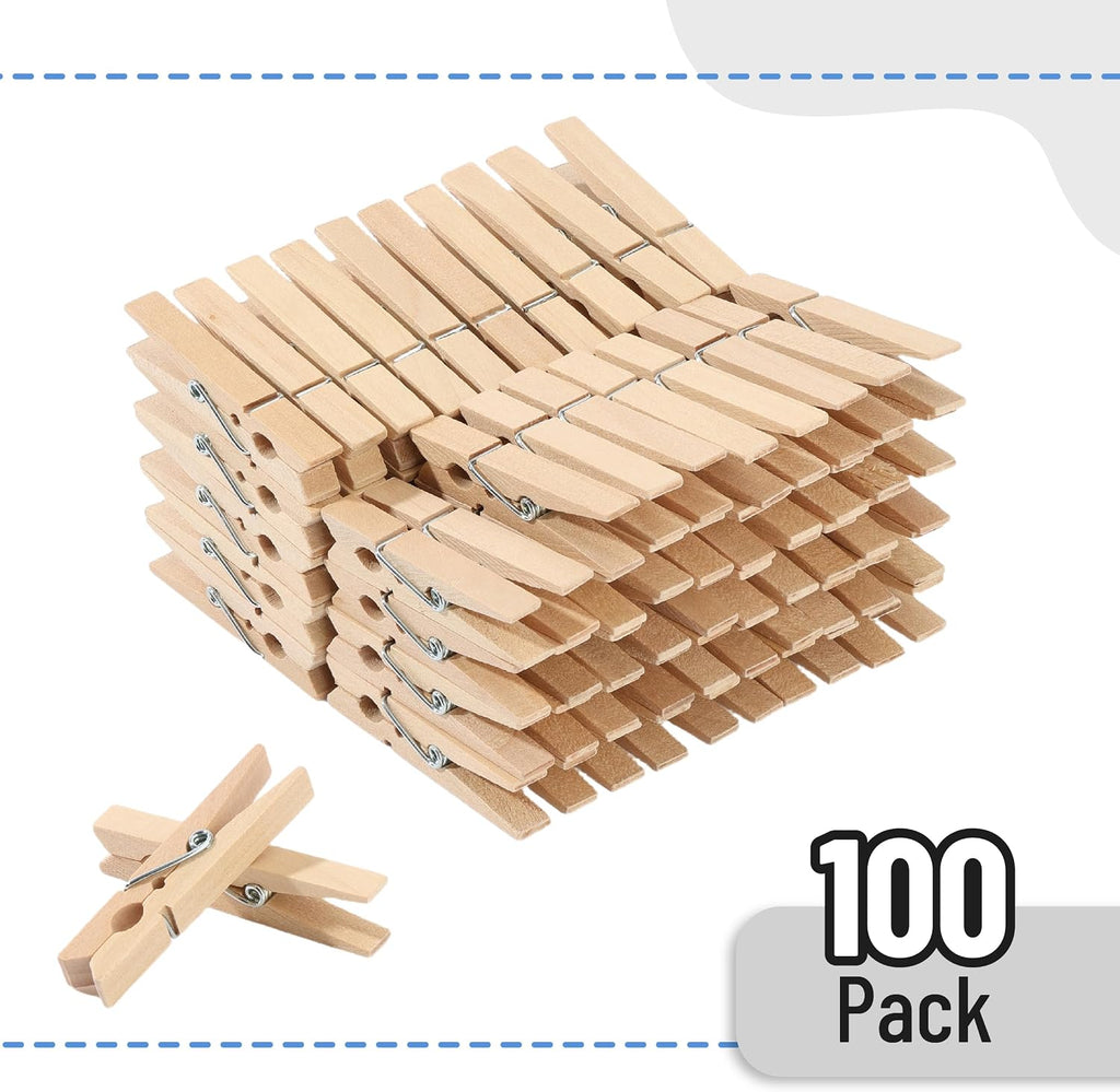 Mr. Pen- Wooden Clothes Pins, Natural Wood, 100 Pack, 1.9 Inch | Rust Resistant for Classroom, Crafts