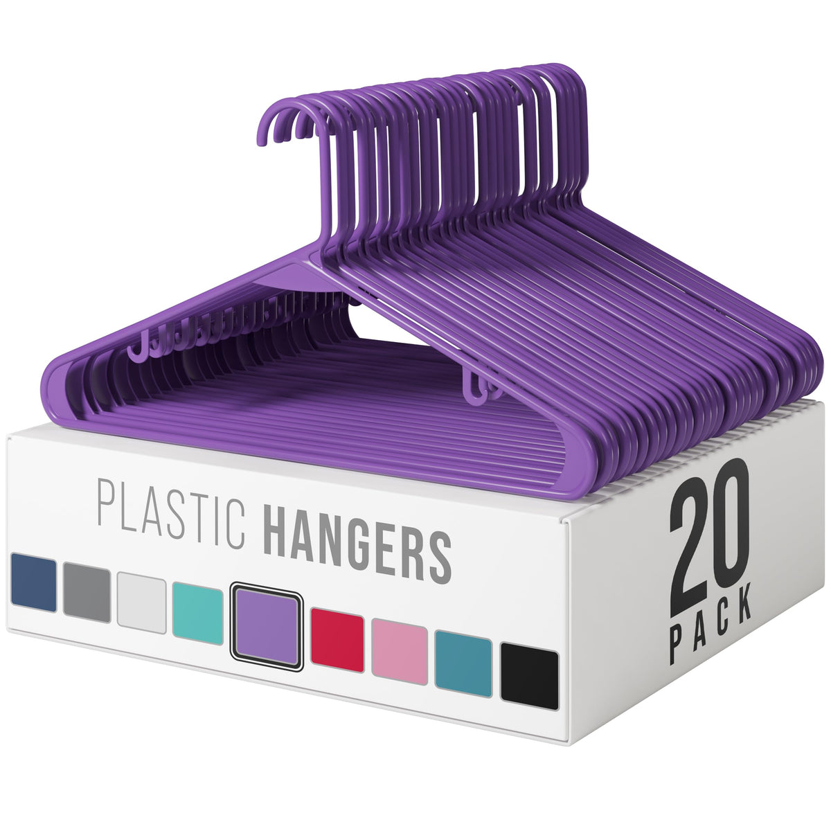 Plastic Hangers 20 Pack Black - Clothes Hangers - Makes The Perfect Coat Hanger and General Space Saving Hangers for Closet and New Apartment Essentials - Percheros Ganchos para Colgar Ropa Hangars