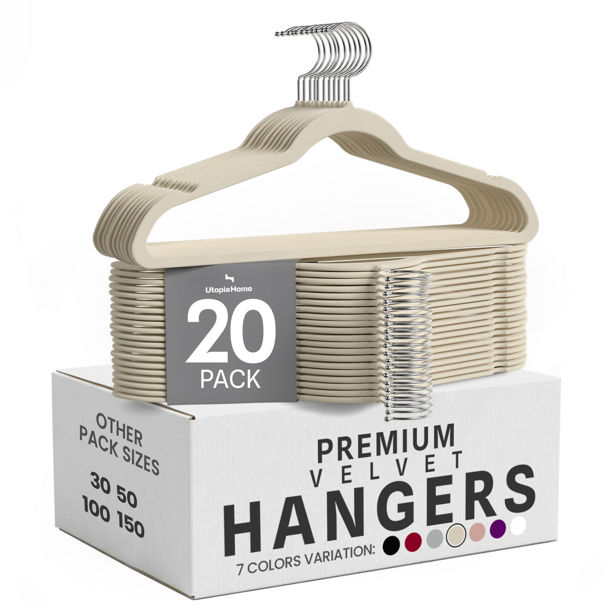 Utopia Home Velvet Hangers, Black, 50 Pack