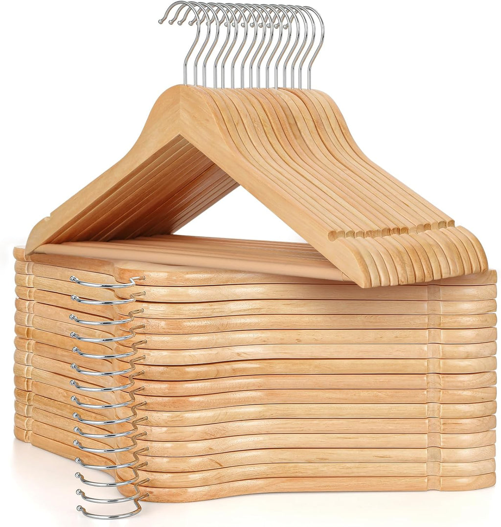 TOPIA HANGER Wooden Hangers 30 Pack, Wood Clothes Hanger Natural