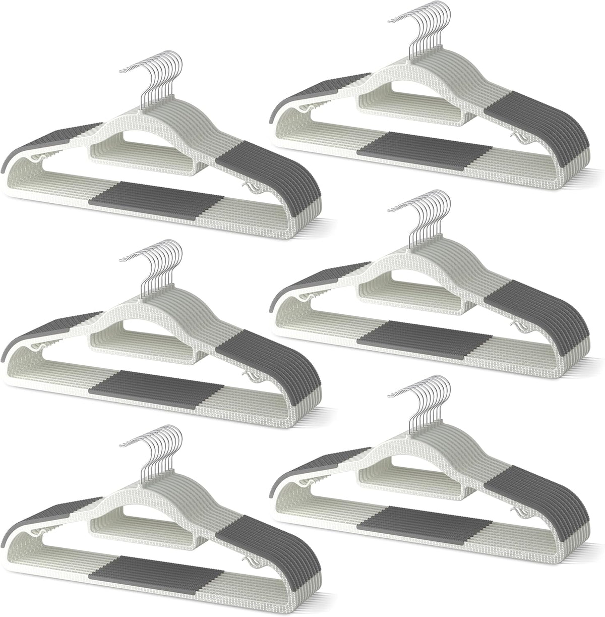 60 Pack Heavy Duty Plastic Hangers, Non Slip Clothes Hangers with Rubber Pads and 360° Hook - Thin Space Saving Hanger, Closet Organizer for Shirt, Pants, Suit, Skirt,Coat - Gray