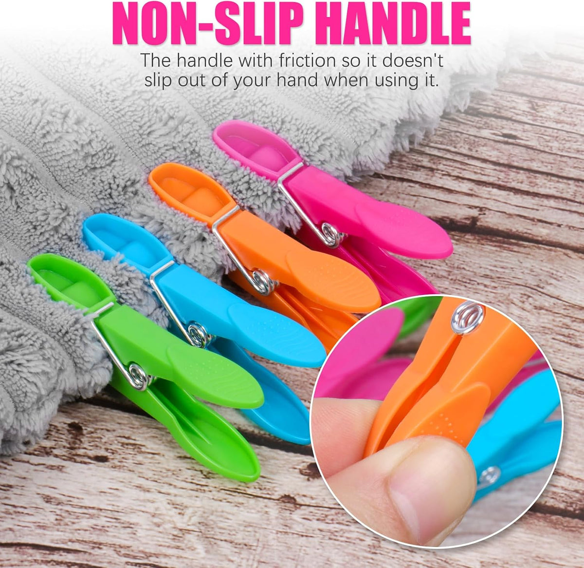 48 PCS Clothes Pins, Colored Clothespins for Clamping Tighter, Plastic Clothes Pins Heavy Duty Outdoor, Non-Slip Clips for Hanging Clothes, Socks, Towels, Crafts and Food Sealing