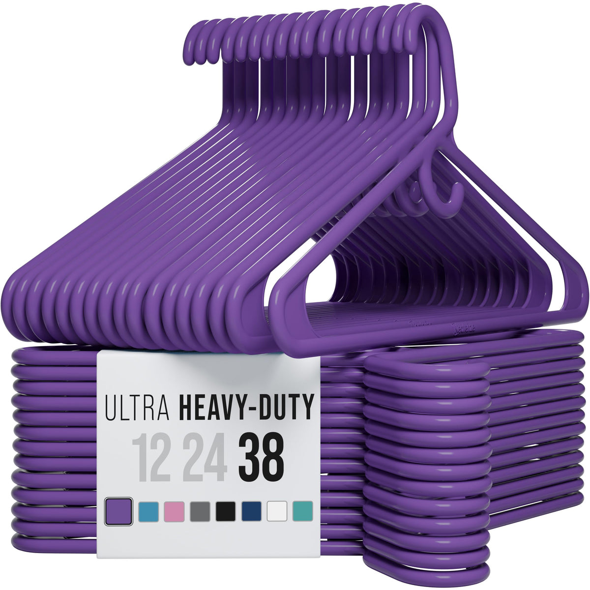 NEATERIZE Thick Heavy Duty Hangers - White Plastic Clothes Hangers 12 Pack - Great for Coat Hanger, Jackets Jeans & Suit Hanger for Closet - New Apartment Essentials Percheros Ganchos para Colgar Ropa