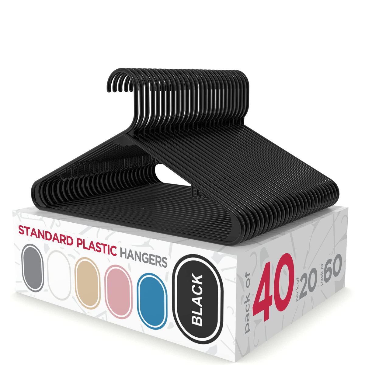 Sharpty Plastic Hangers Clothes Hangers for Clothing, Closet, Coats & Shirts - Durable, Thick, Tough & Space Saving - for Everyday Standard Use, Room Essentials & Basics - 20 Pack - White