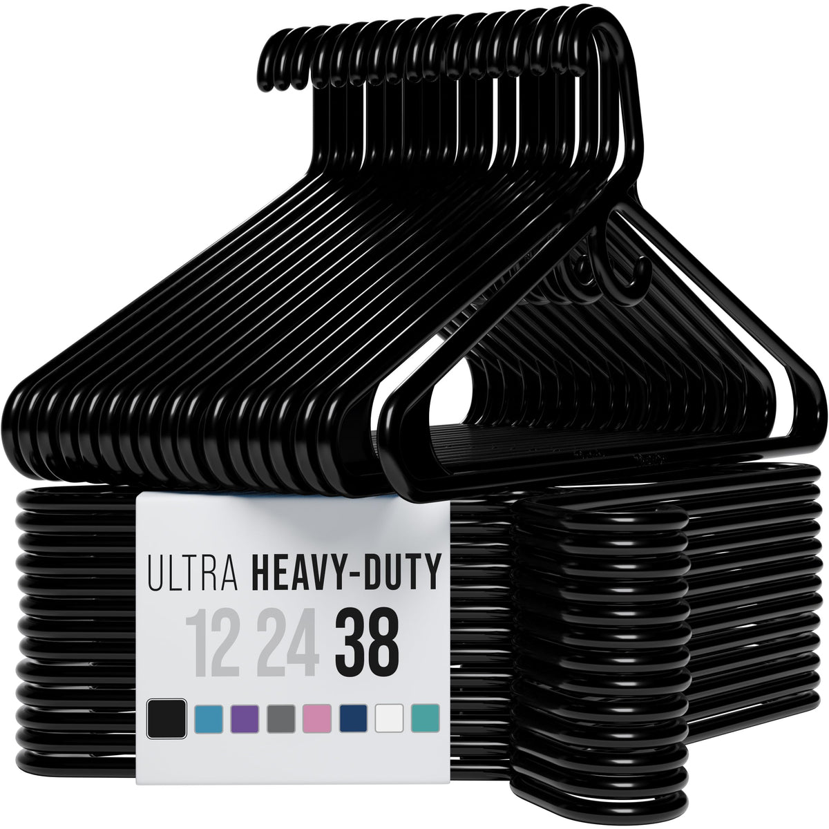 NEATERIZE Thick Heavy Duty Hangers - White Plastic Clothes Hangers 12 Pack - Great for Coat Hanger, Jackets Jeans & Suit Hanger for Closet - New Apartment Essentials Percheros Ganchos para Colgar Ropa
