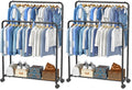Simple Trending Clothing Clothes Rack, Double Rod Garment Rack, Black