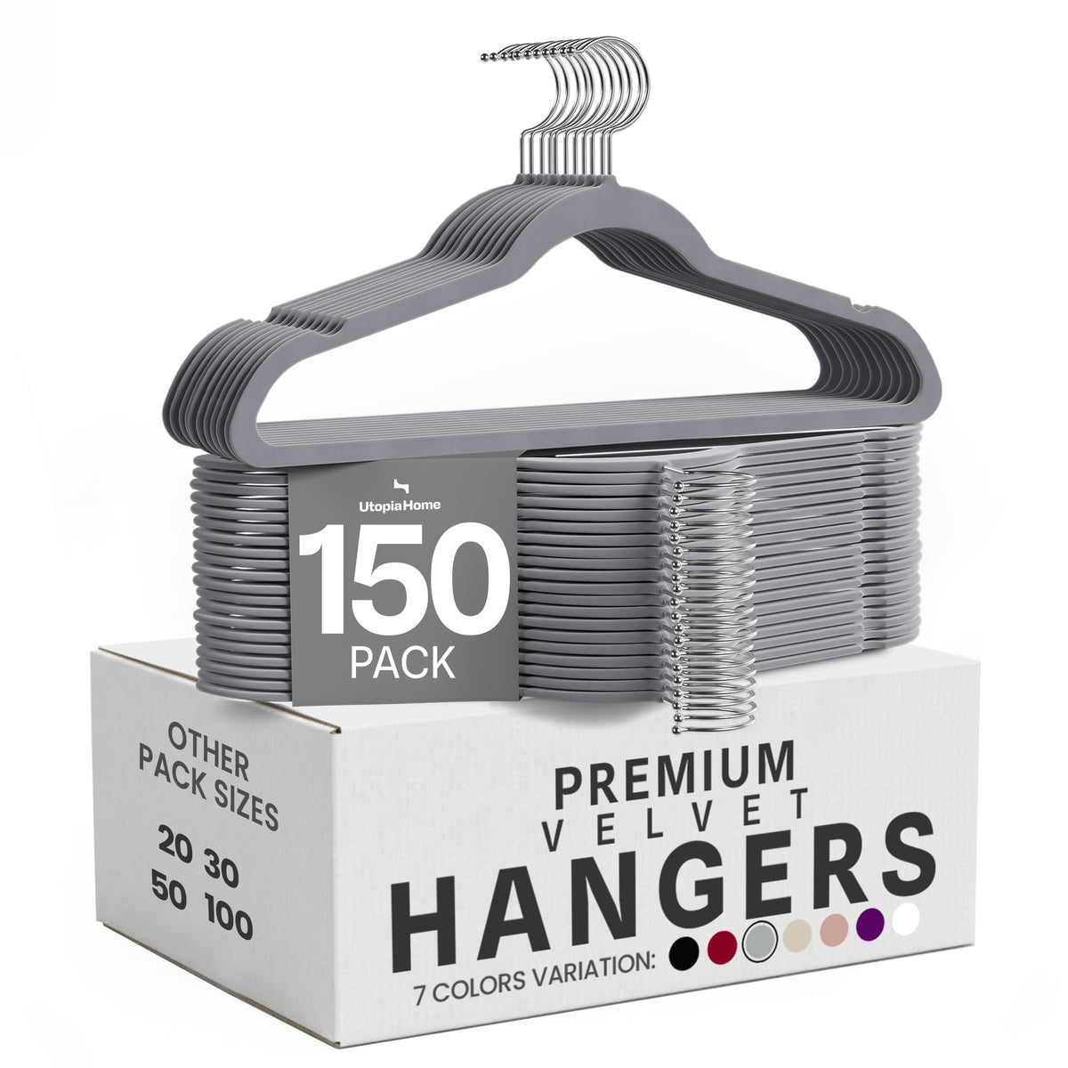 Utopia Home Velvet Hangers, Black, 50 Pack