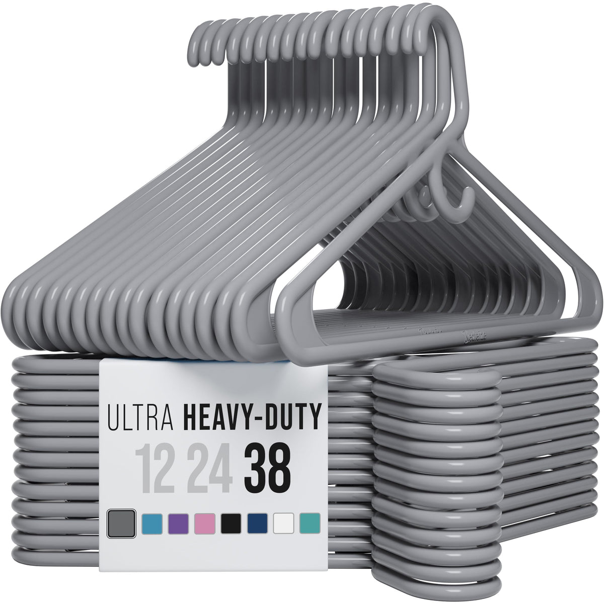 NEATERIZE Thick Heavy Duty Hangers - White Plastic Clothes Hangers 24 Pack - Great for Coat Hanger, Jackets Jeans & Suit Hanger for Closet - New Apartment Essentials Percheros Ganchos para Colgar Ropa