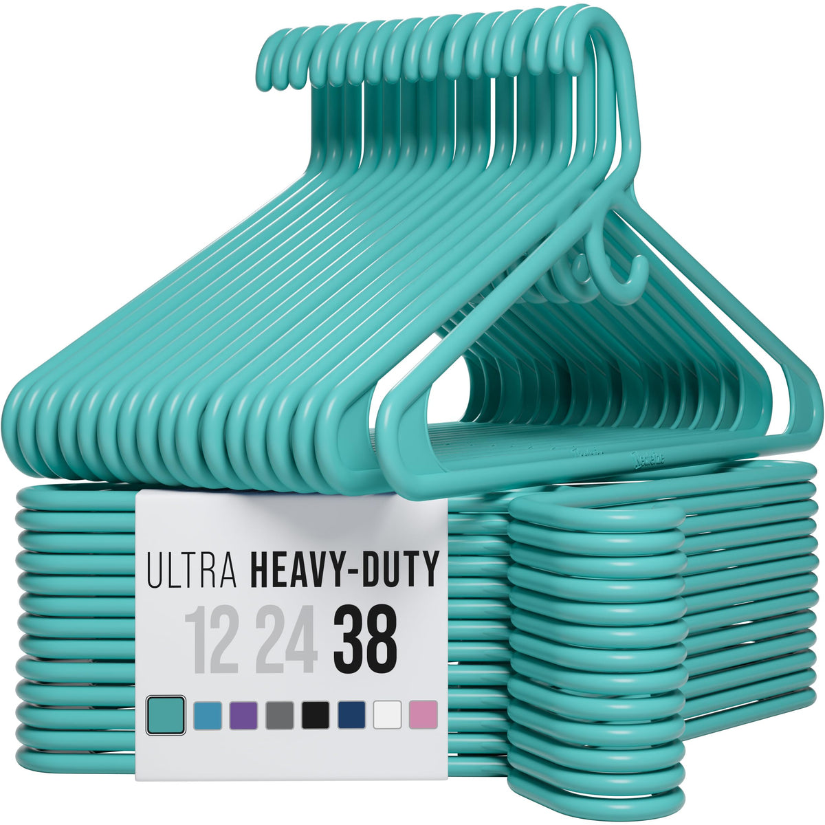 NEATERIZE Thick Heavy Duty Hangers - White Plastic Clothes Hangers 24 Pack - Great for Coat Hanger, Jackets Jeans & Suit Hanger for Closet - New Apartment Essentials Percheros Ganchos para Colgar Ropa