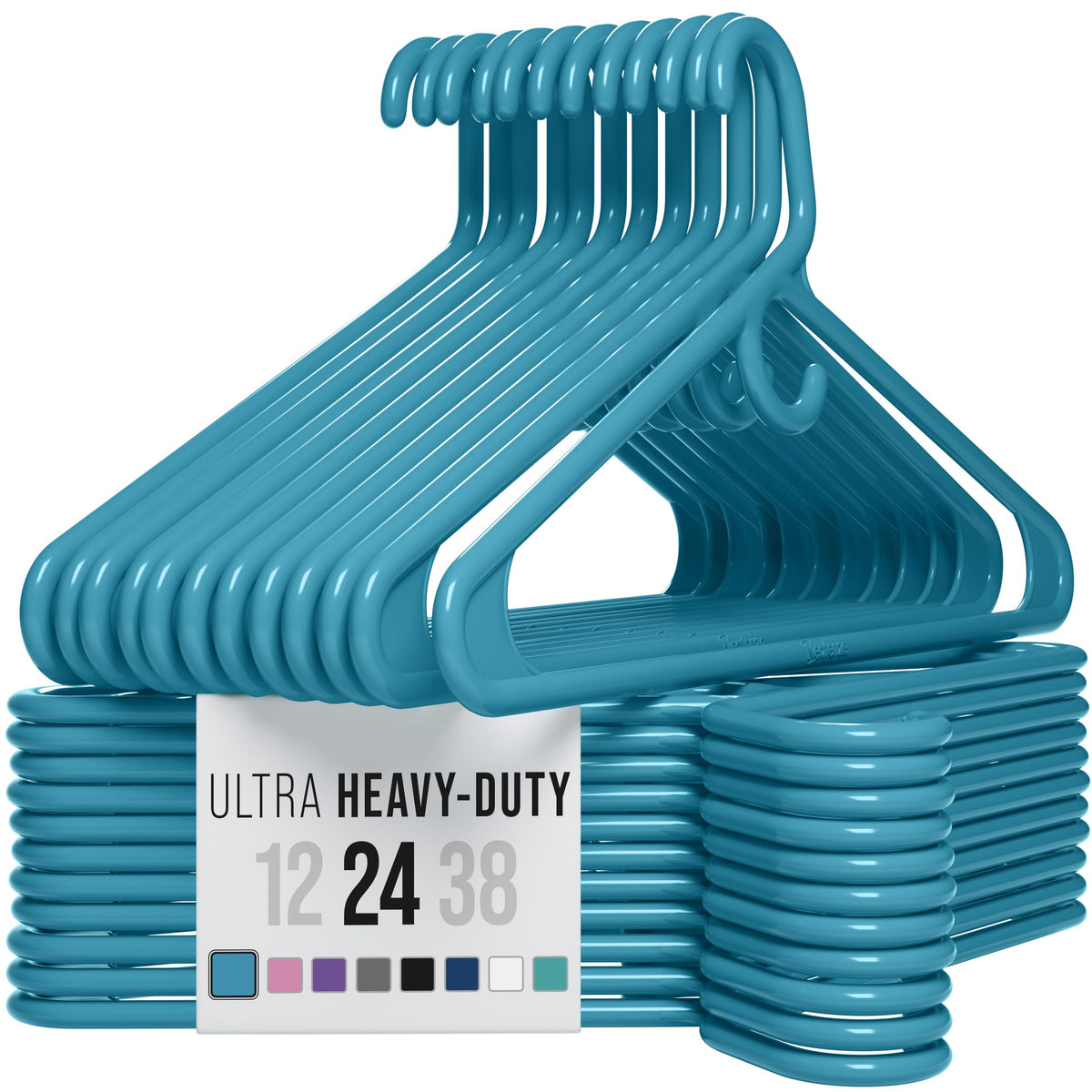 NEATERIZE Thick Heavy Duty Hangers - White Plastic Clothes Hangers 24 Pack - Great for Coat Hanger, Jackets Jeans & Suit Hanger for Closet - New Apartment Essentials Percheros Ganchos para Colgar Ropa