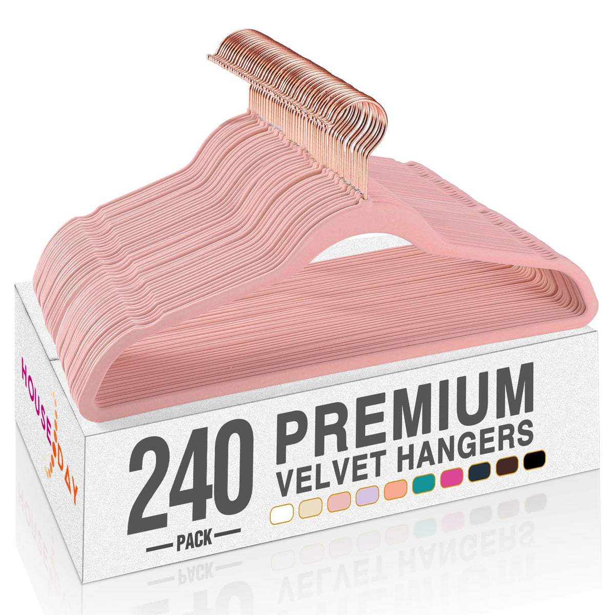 HOUSE DAY Pink Velvet Hangers 60 Pack, Premium Non-Slip Felt Clothes Hanger