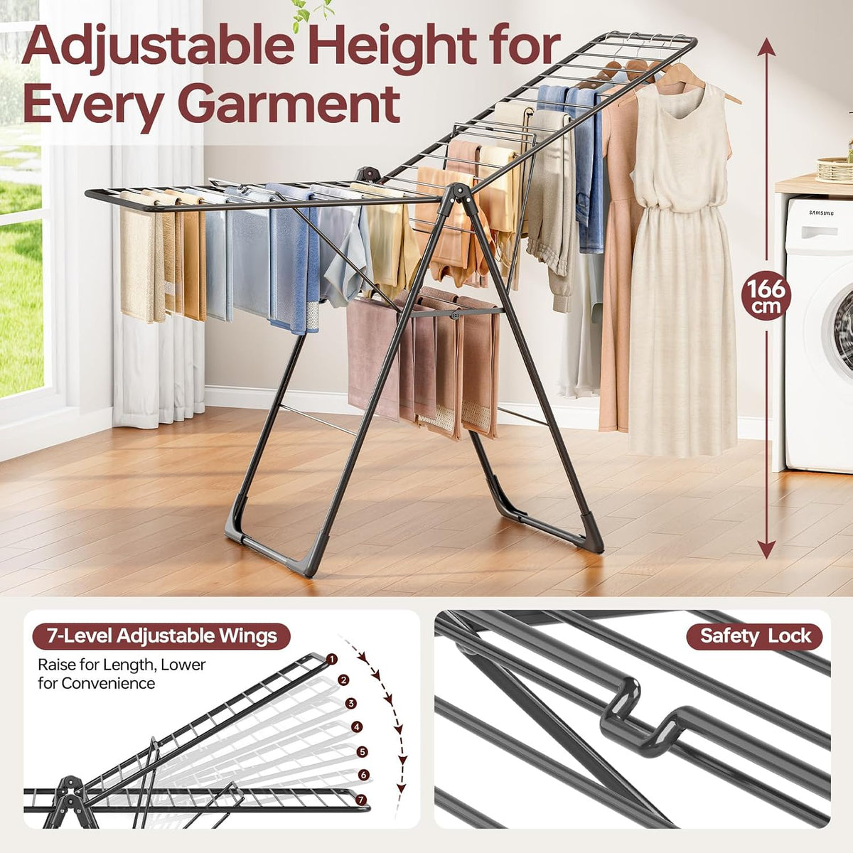 APEXCHASER Clothes Drying Rack, Large Capacity Drying Rack Clothing