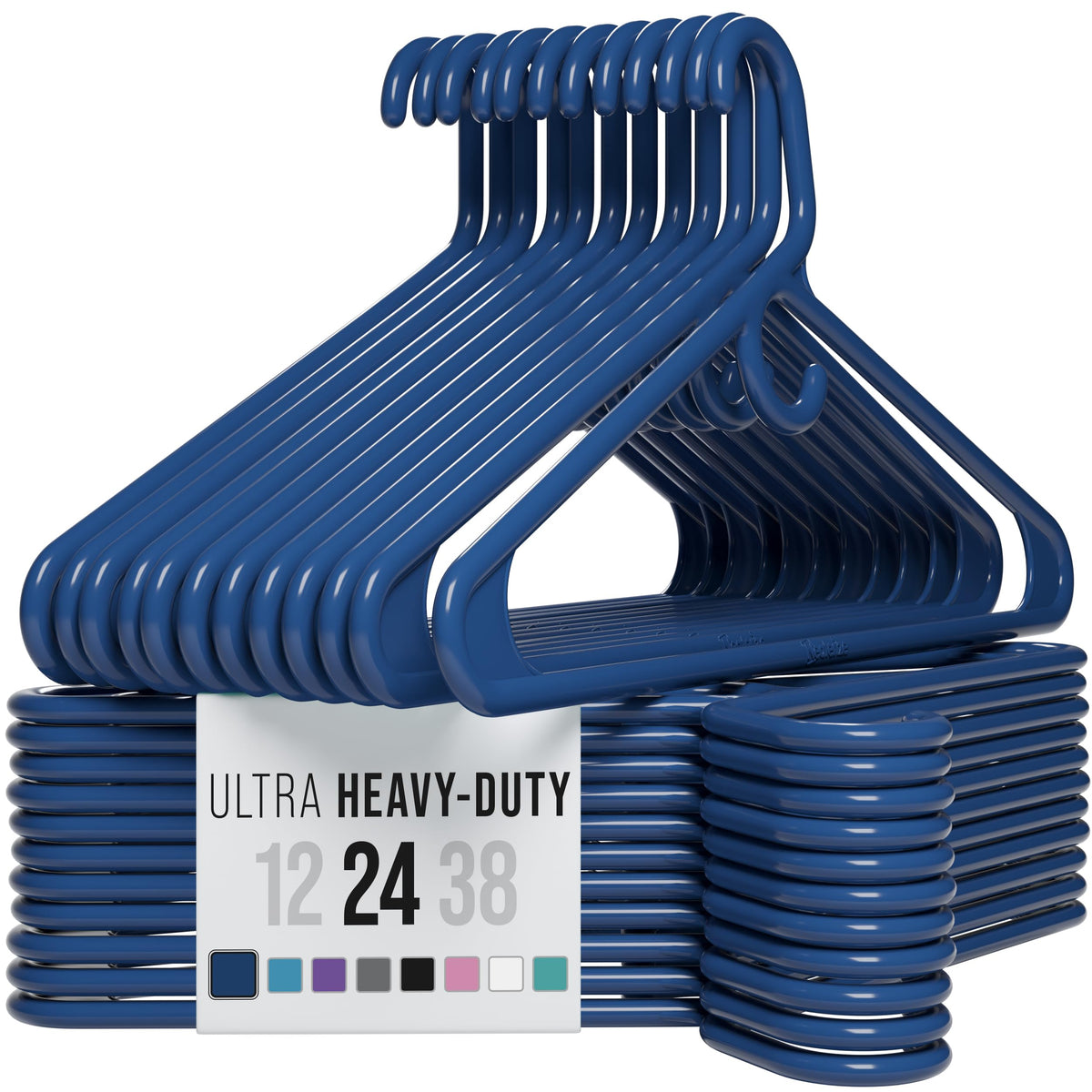 NEATERIZE Thick Heavy Duty Hangers - White Plastic Clothes Hangers 24 Pack - Great for Coat Hanger, Jackets Jeans & Suit Hanger for Closet - New Apartment Essentials Percheros Ganchos para Colgar Ropa