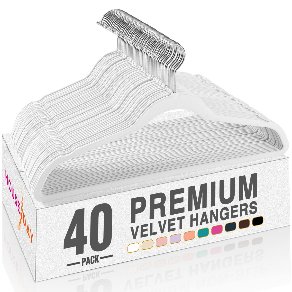 HOUSE DAY Black Velvet Hangers 60 Pack, Premium Non Slip Clothes Hangers