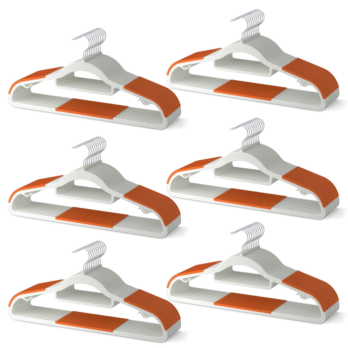 60 Pack Heavy Duty Plastic Hangers, Non Slip Clothes Hangers with Rubber Pads and 360° Hook - Thin Space Saving Hanger, Closet Organizer for Shirt, Pants, Suit, Skirt,Coat - Gray