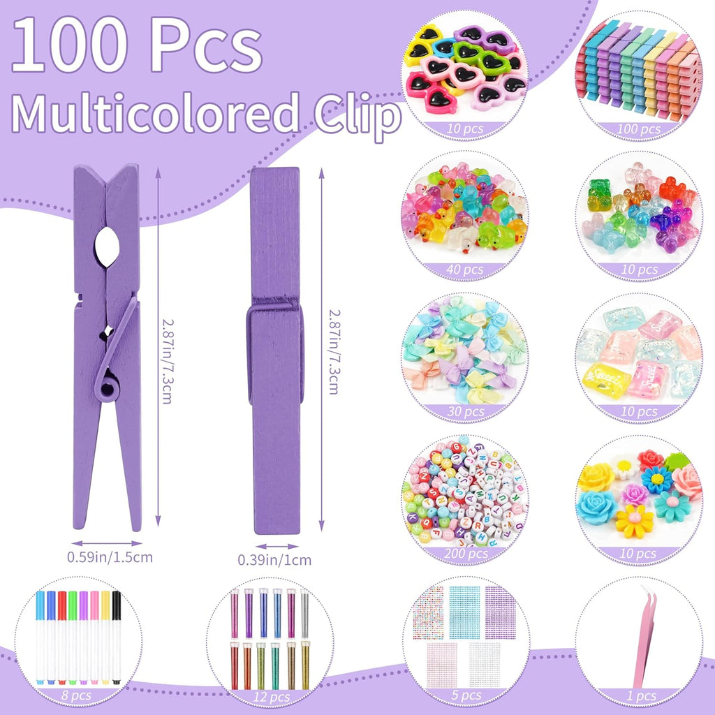 Fayoo 100 Set DIY Wooden Cheer Pins Kit, Spirit Clips for Backpack