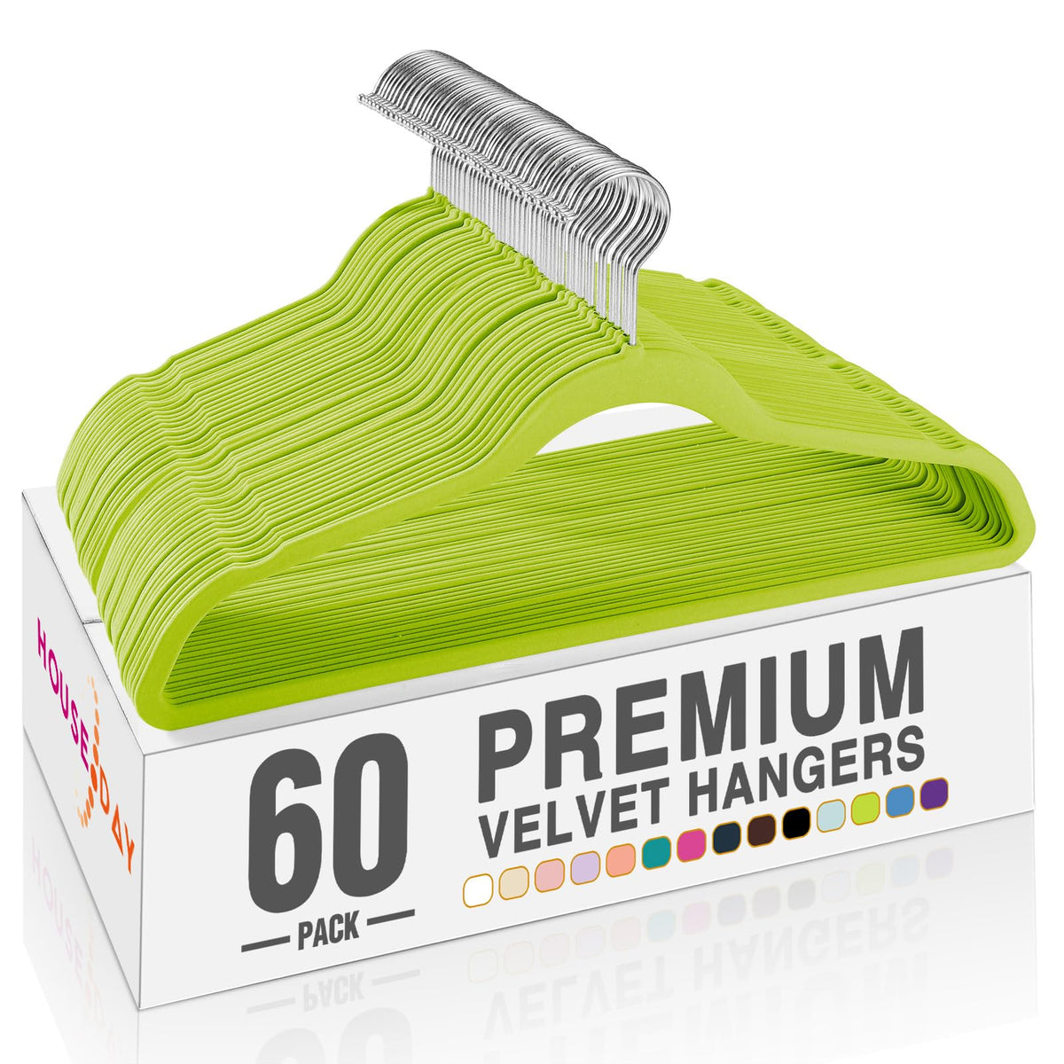 HOUSE DAY Black Velvet Hangers 60 Pack, Premium Non Slip Clothes Hangers
