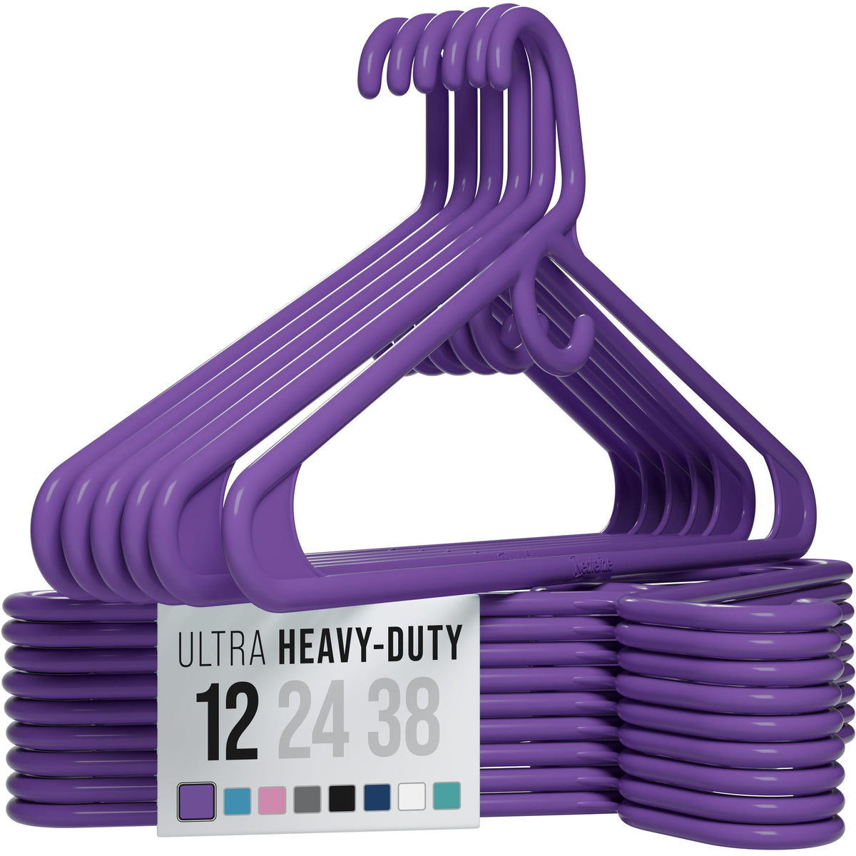 NEATERIZE Thick Heavy Duty Hangers - White Plastic Clothes Hangers 12 Pack - Great for Coat Hanger, Jackets Jeans & Suit Hanger for Closet - New Apartment Essentials Percheros Ganchos para Colgar Ropa