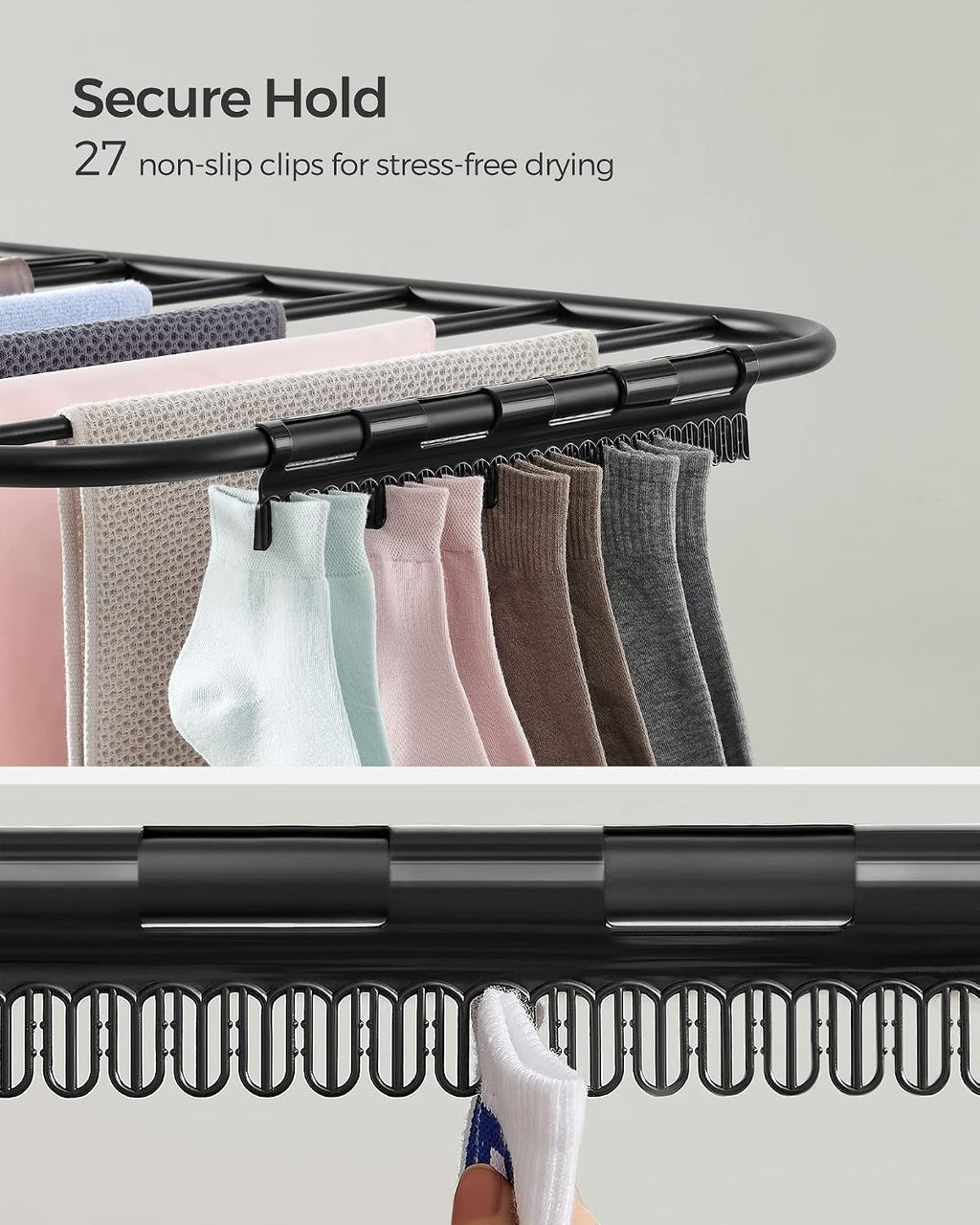 SONGMICS Clothes Drying Rack, Foldable 2-Level Stee Laundry Drying Rack