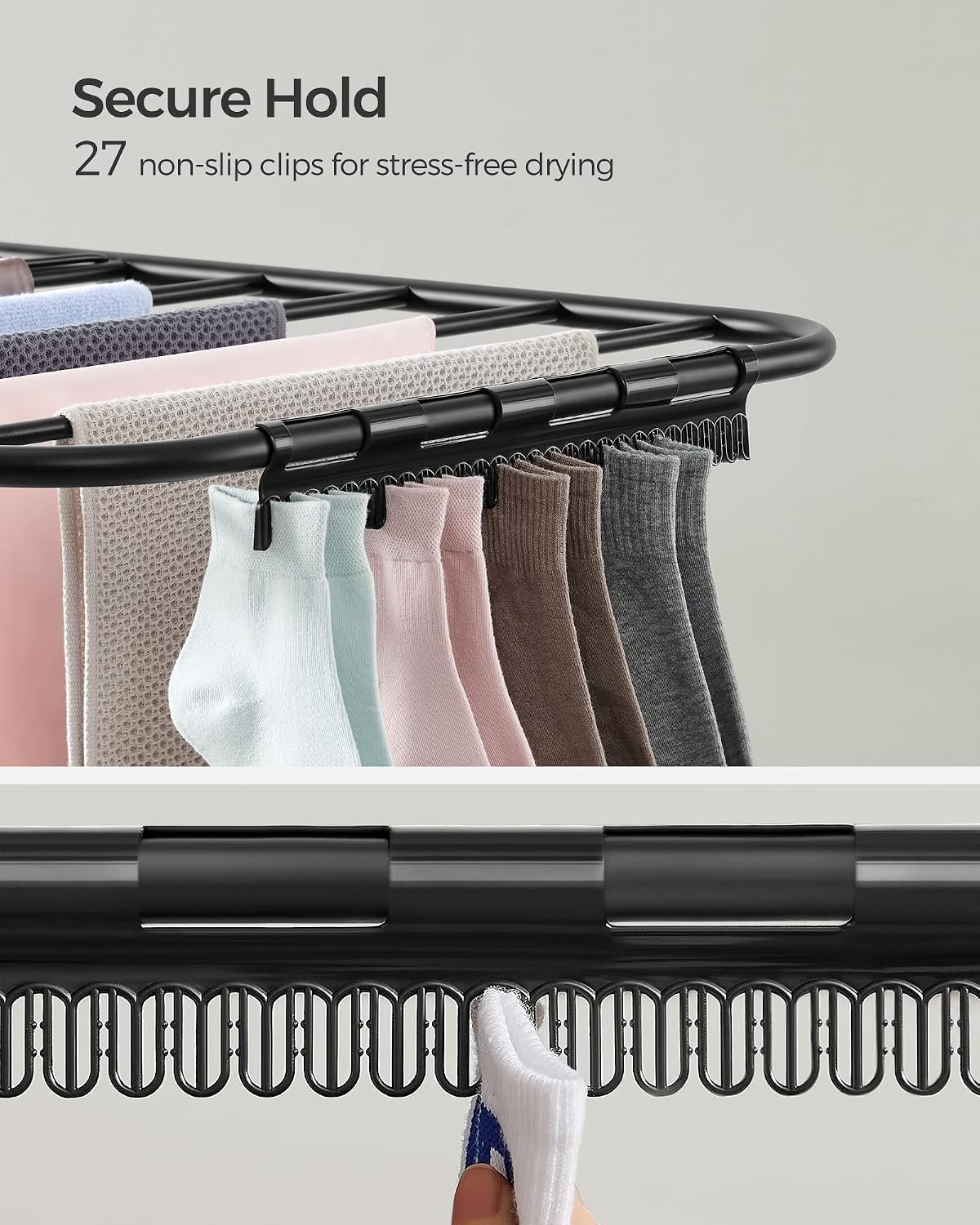 SONGMICS Clothes Drying Rack, Foldable 2-Level Stee Laundry Drying Rack