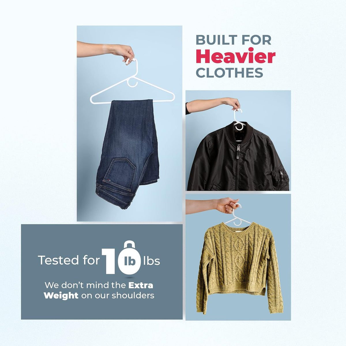 Heavy Duty Clothes Hangers 18 Pack – Made in the USA – 8lb Capacity Plastic Hangers for Adult Clothing – Durable for Pants, Coats, Jackets, or Jeans – White