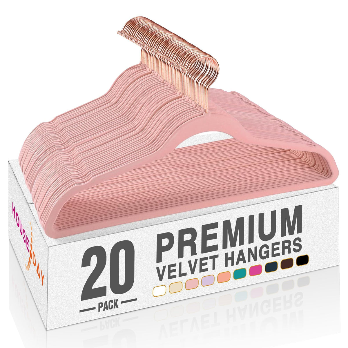 HOUSE DAY Pink Velvet Hangers 60 Pack, Premium Non-Slip Felt Clothes Hanger