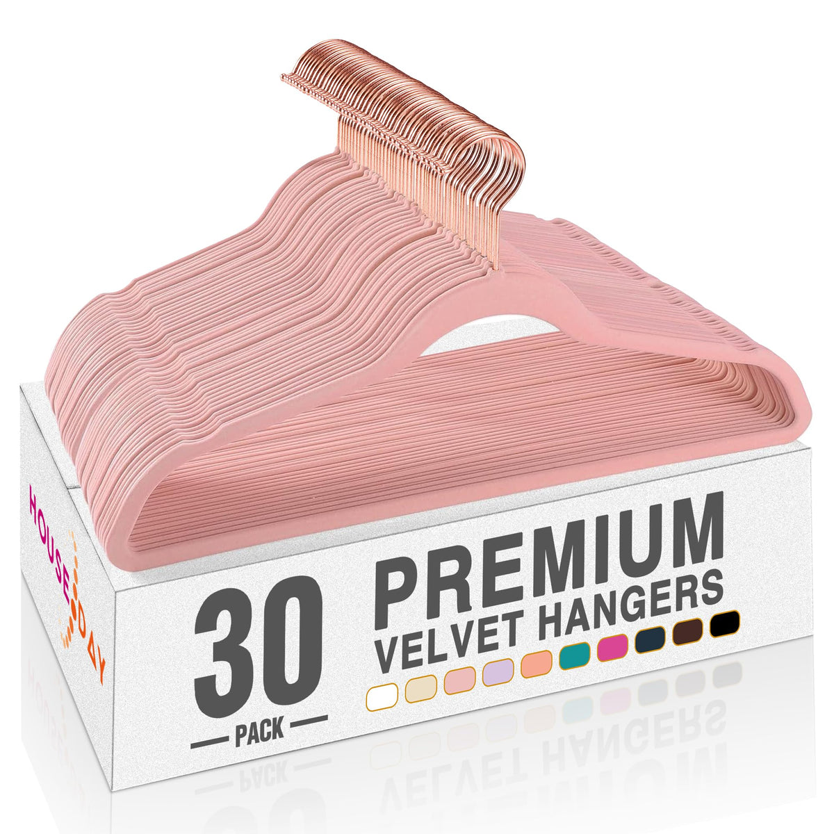 HOUSE DAY Pink Velvet Hangers 60 Pack, Premium Non-Slip Felt Clothes Hanger