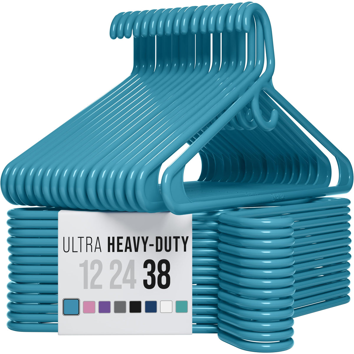 NEATERIZE Thick Heavy Duty Hangers - White Plastic Clothes Hangers 24 Pack - Great for Coat Hanger, Jackets Jeans & Suit Hanger for Closet - New Apartment Essentials Percheros Ganchos para Colgar Ropa
