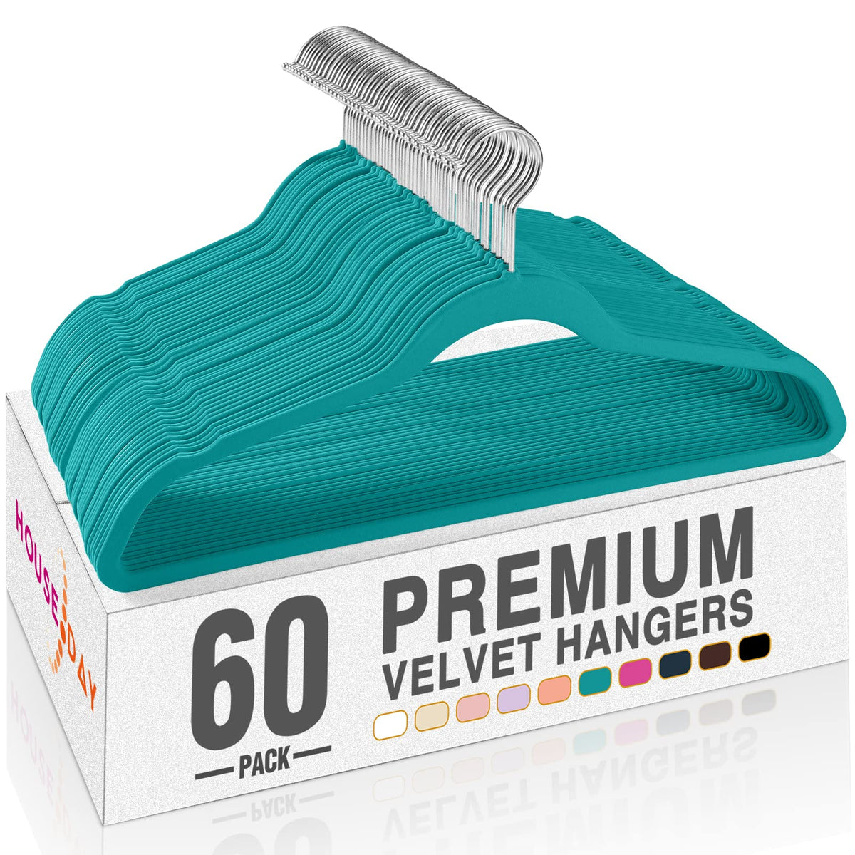 HOUSE DAY Black Velvet Hangers 60 Pack, Premium Non Slip Clothes Hangers