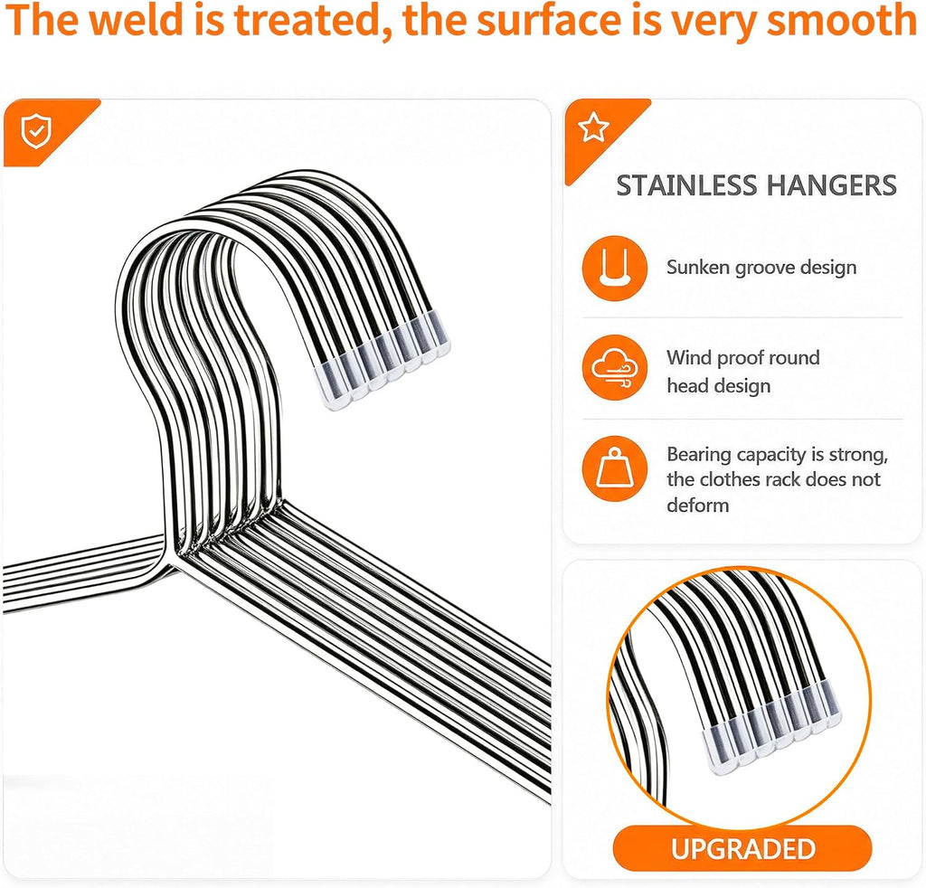 TIMMY 40 Pack Stainless Steel Wire Clothes Hangers, 16.5 in, Silver