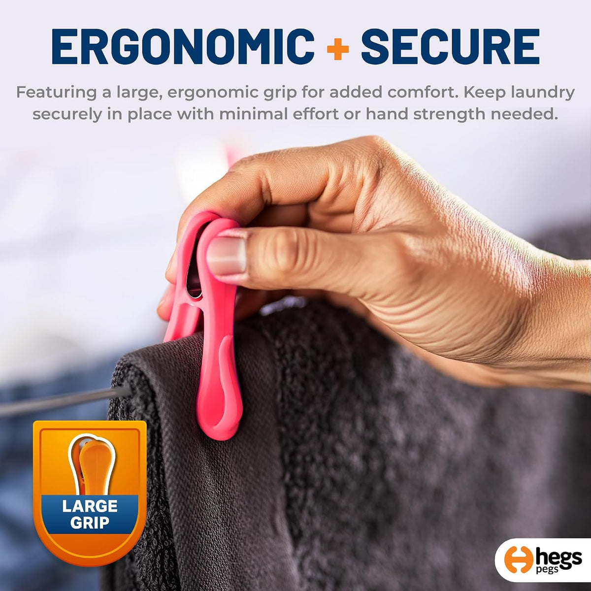 Hegs 24 Pack Multi-Color - The Smartest Heavy Duty Clothespins with Hooks - Hang 3 Garments at Once with Our Tough, Dual Hooks Clothes Pins with Anti-Rust Spring - Durable, Colorful Clothespins