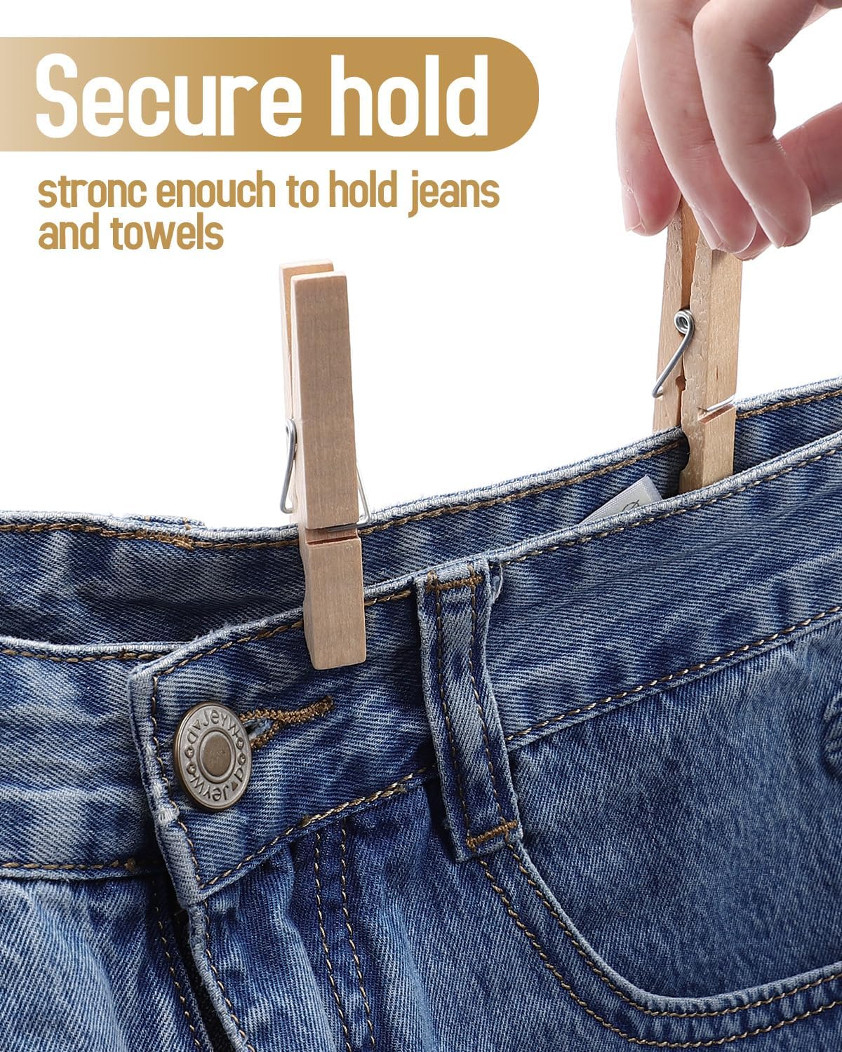 100 Pack Wooden Clothes Pins 2.9 Inch, Heavy-Duty Wood Clothespins