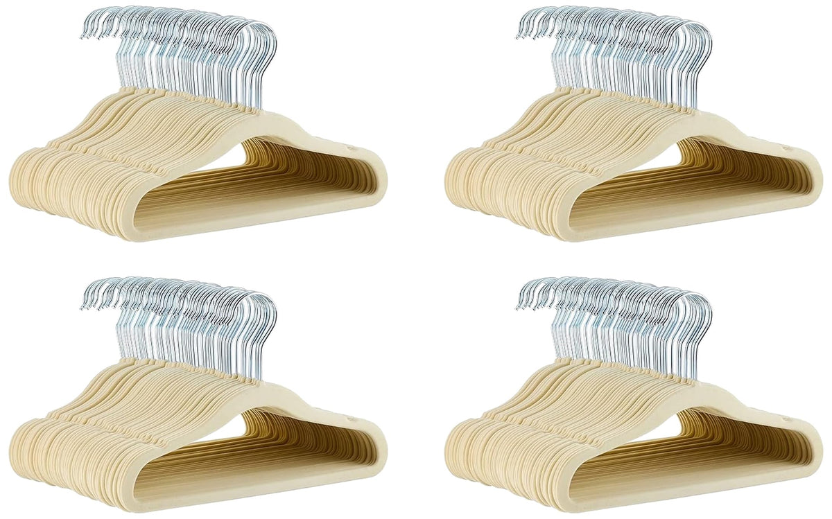 Amazon Basics Kids Velvet Non-Slip Space Saving Clothes Hangers with Shoulder Notches, Sturdy Closet Organizer for Baby/Toddler, 11.6", Gray, 30-Pack