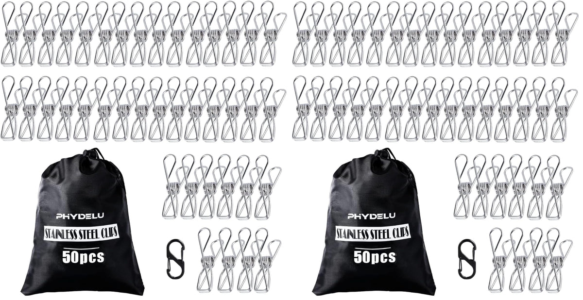 50 PCS Clothes Pins Heavy Duty Outdoor Metal Clothespins Laundry Bag Clips