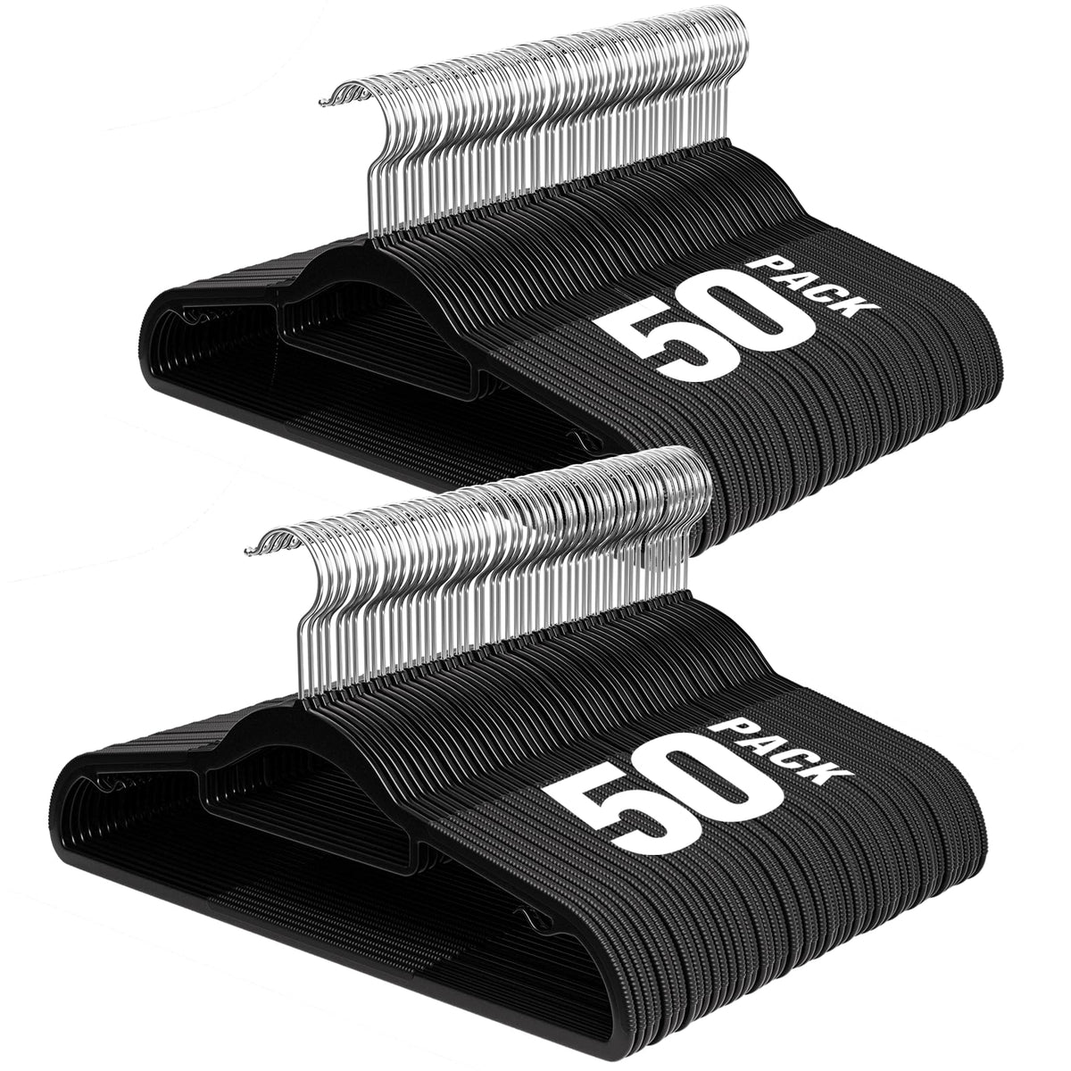 Plastic Hangers 50 Pack, 16.5" Non-Slip Clothes Hangers Heavy Duty