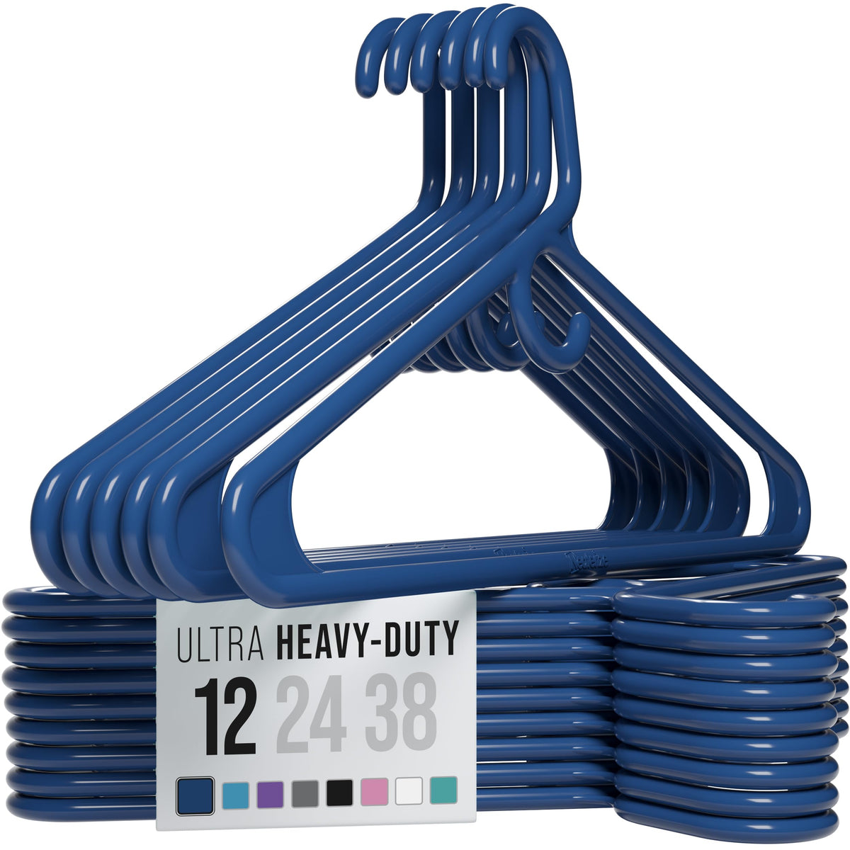 NEATERIZE Thick Heavy Duty Hangers - White Plastic Clothes Hangers 38 Pack - Great for Coat Hanger, Jackets Jeans & Suit Hanger for Closet - New Apartment Essentials Percheros Ganchos para Colgar Ropa