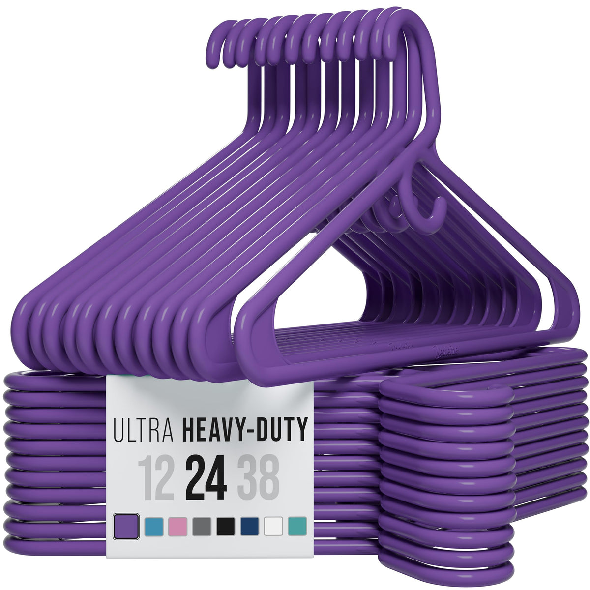 NEATERIZE Thick Heavy Duty Hangers - White Plastic Clothes Hangers 24 Pack - Great for Coat Hanger, Jackets Jeans & Suit Hanger for Closet - New Apartment Essentials Percheros Ganchos para Colgar Ropa