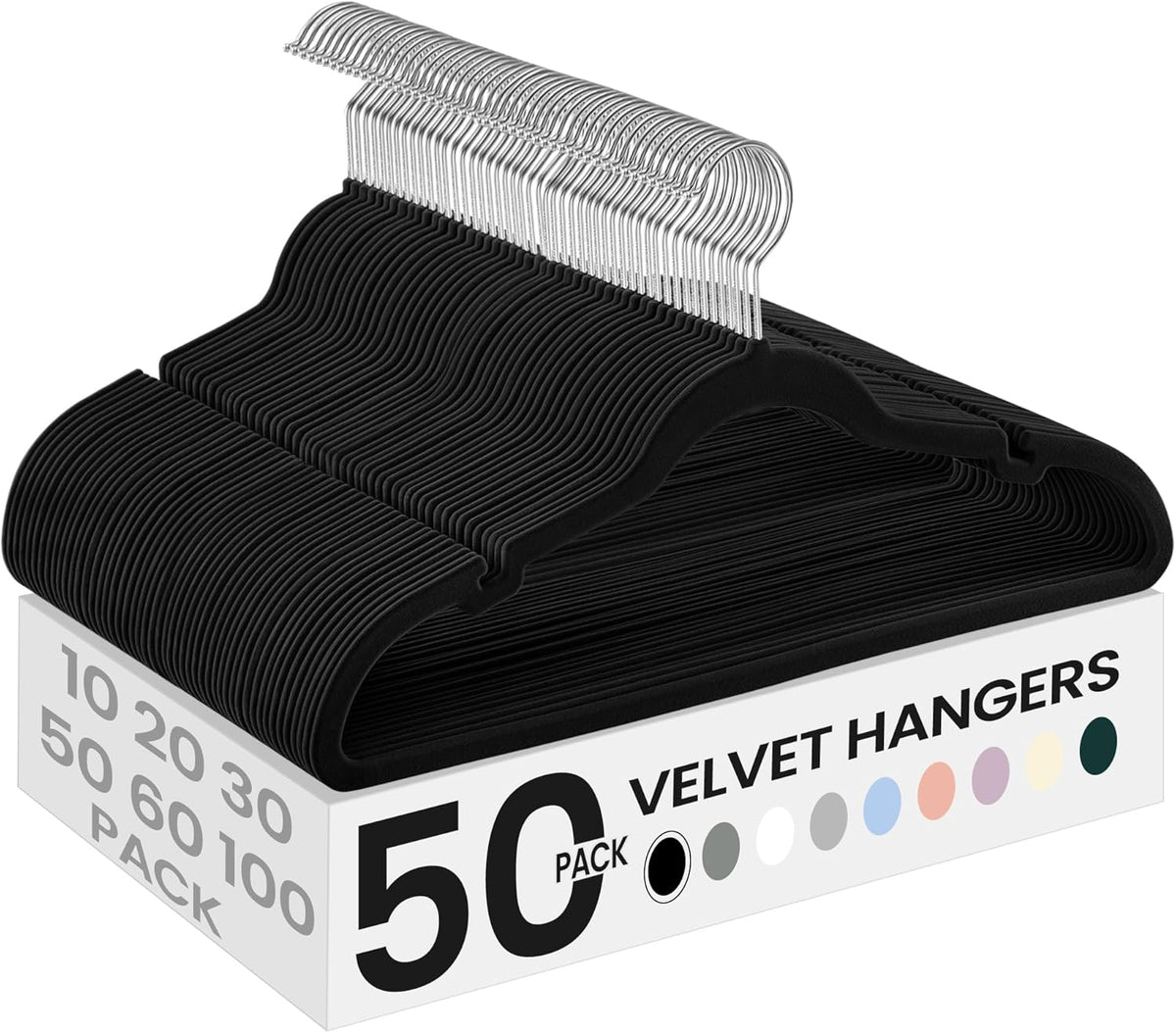 SONGMICS Velvet Hangers 50 Pack, Non-Slip Clothes Hangers, Space-Saving