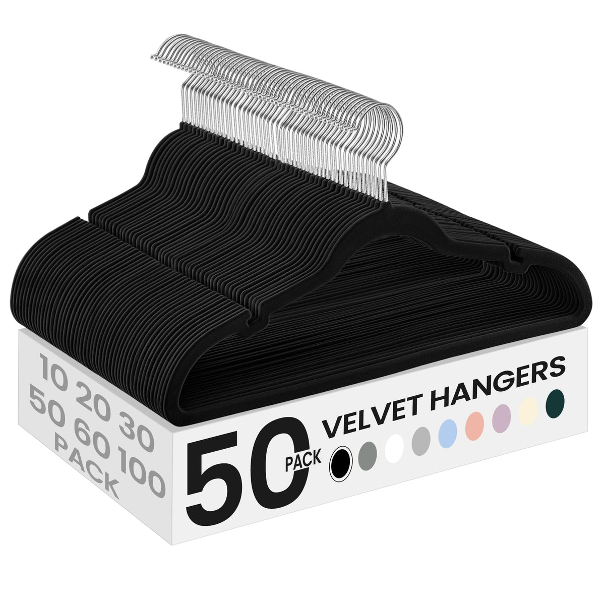 SONGMICS Velvet Hangers 50 Pack, Non-Slip Clothes Hangers, Space-Saving