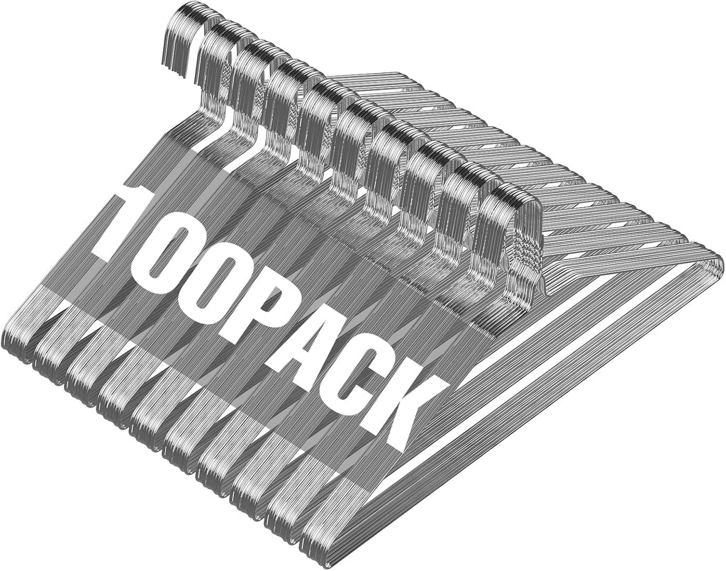 SPECILITE Wire Metal Clothes Hangers Bulk 100 Pack, Ultra Thin, Silver