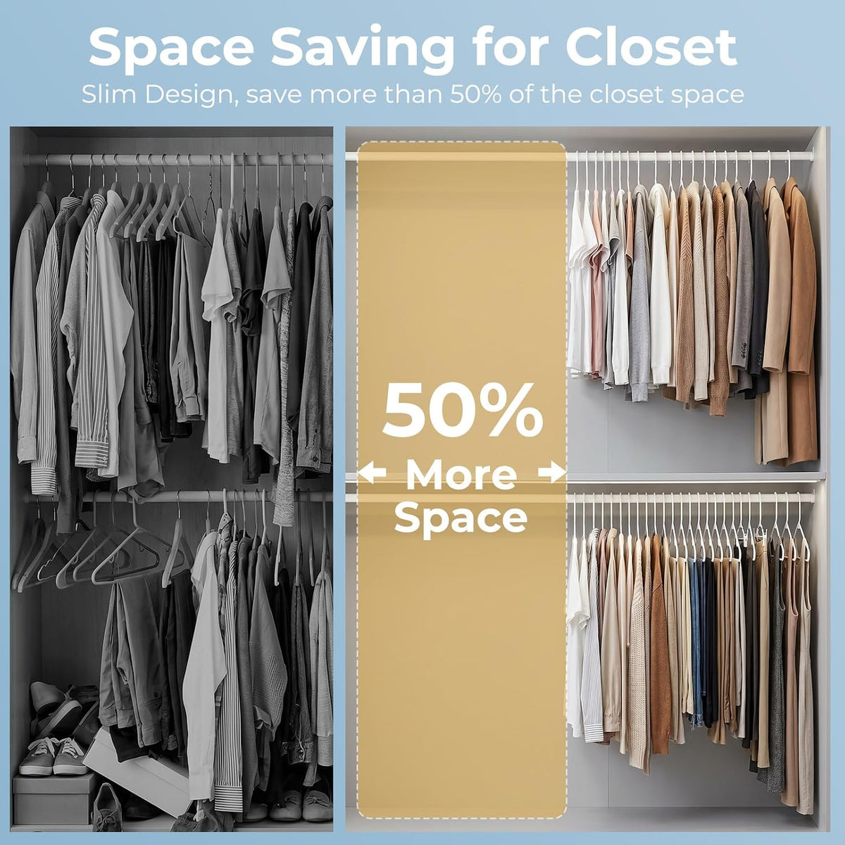 HOUSE DAY White Plastic Hangers 16 Pack, Slim Space-Saving Clothes Hangers