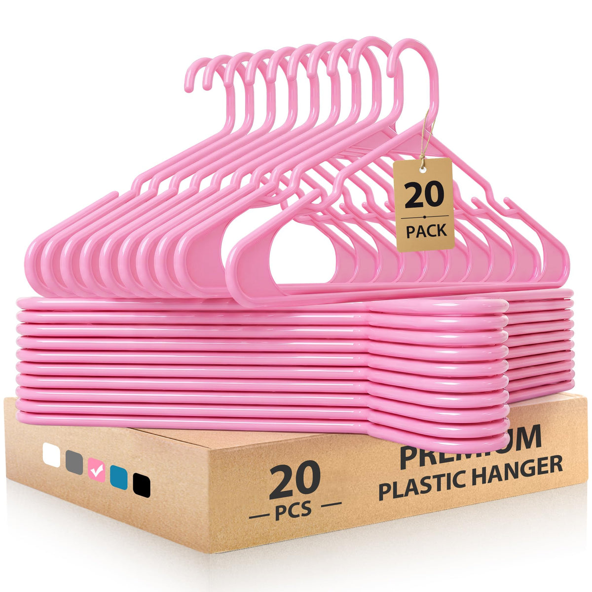Plastic Hangers, Space Saving Clothes Hanger, Durable and Strong Closet Organizers and Storage (White, 50 Pack)