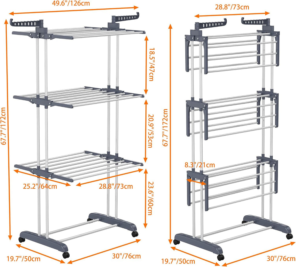 HOMIDEC Clothes Drying Rack, 4-Tier(67.7" H) Foldable Drying Rack Clothing
