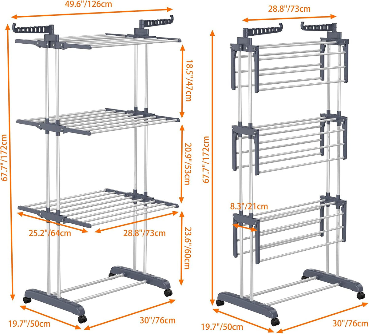 HOMIDEC Clothes Drying Rack, 4-Tier(67.7" H) Foldable Drying Rack Clothing