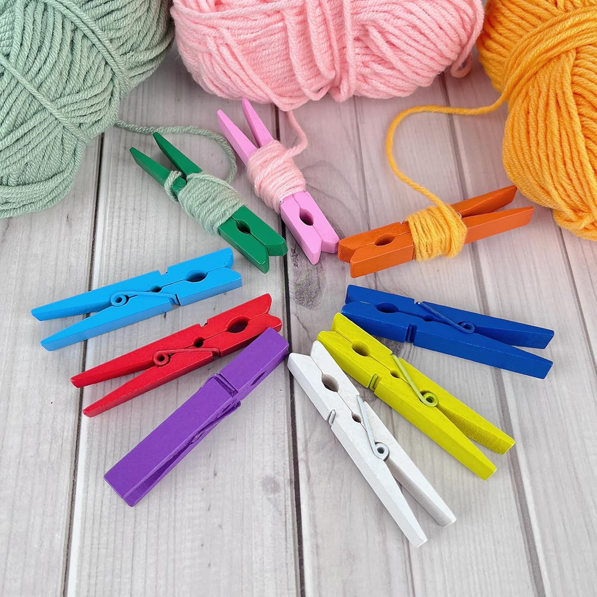 KTOJOY Colored Clothespins 50 PCS, 2.9 Inch Heavy Duty Wooden Clothes Pins
